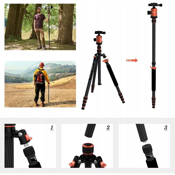 Карбоновий штатив GEEKOTO CT25Pro Craftsman, 200 см