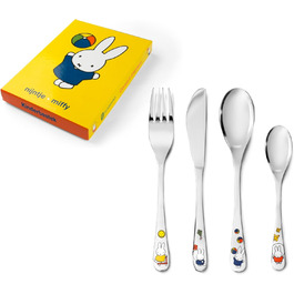 Дитячий столовий набір Miffy, 4 шт., нержавіюча сталь, сріблястий, 21.5 x 15.5 x 2.5 см