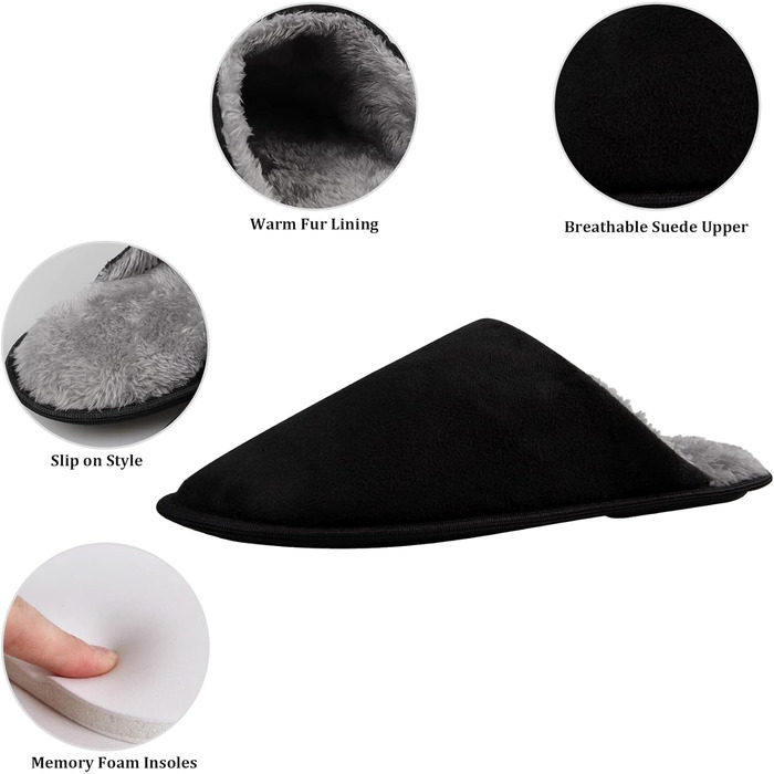 Тапочки домашні для чоловіків та жінок, теплі, з плюшем, зимові, з піною Memory Foam, антиковзаючі, м'які, пухнасті, для дому та вулиці, 46/47 EU, Стиль 10