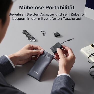 UGREEN Bluetooth адаптер-трансмітер 5.4 для літака та автомобіля, передавач аудіосигналу з роз'ємом 3.5 мм (Jack) для Airfly