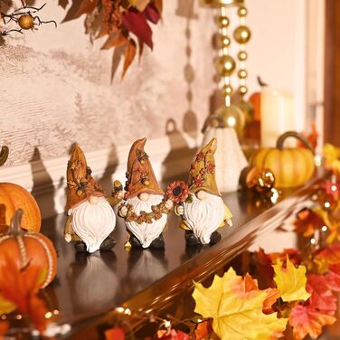 Valery Madelyn 3rd Autumn Decoration Figures, Resin Gnomes Garden Decor, 14cm Garden Gnomes for Autumn Decor Outdoors, Table Decor for House Indoors, Fall Decor Gift Thanksgiving (L)