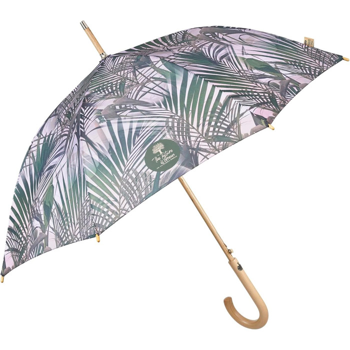 Perletti Green Eco Women's Umbrella - Recycled Material, Automatic Open/Close, 102cm Diameter, White Kentia Flower Design