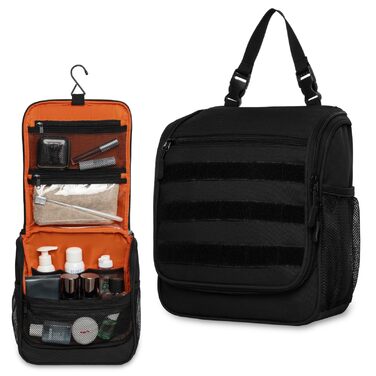 Туалетна сумка для подорожей Kulturbeutel: чоловіча та жіноча, водонепроникна, з гачком для підвішування, 7 відділень для кемпінгу та подорожей (зелена, чорна)