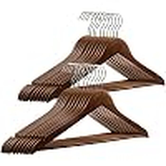 Дерев'яні вішаки для одягу та піджаків з поворотним гачком, вінтажні плічка для костюмів (44 см, 20 шт) — Темне дерево