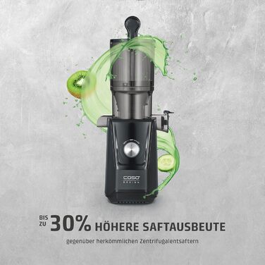CASO Juice Fit - повільний соковичавник, переможець тесту Haus & Garten, 40 обертів/хв, велика завантажувальна воронка 130 мм, чорний