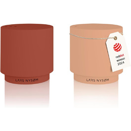 LARS NYSØM Salt and Pepper Shaker Set | Stainless Steel Salt Shaker, Minimalist Design Spice Shaker, Easy to Refill (Red/Peach)
