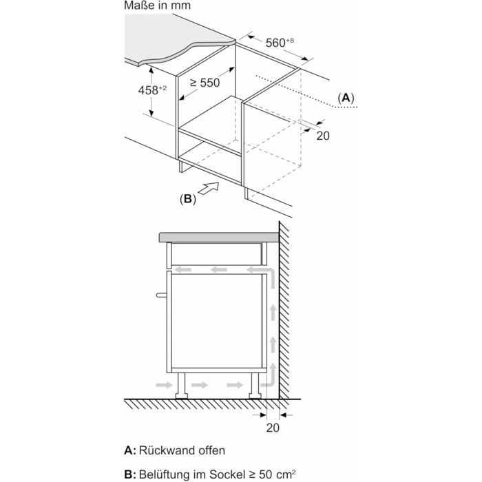 Вбудована мікрохвильова піч Bosch Serie 6 BFL523MW3 з конвекцією, 38x50 см, 800 Вт