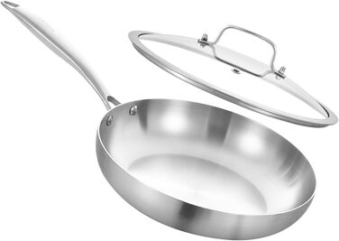 Набір сковорідок Inqibee з нержавіючої сталі (24 см & 26 см) - для всіх плит, включаючи індукційні, сумісний з духовкою, можна мити в посудомийній машині