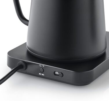 Чайник Pour-Over GRAEF GK502, з регулюванням температури та таймером, з гусячим носиком, 900 мл, матовий чорний