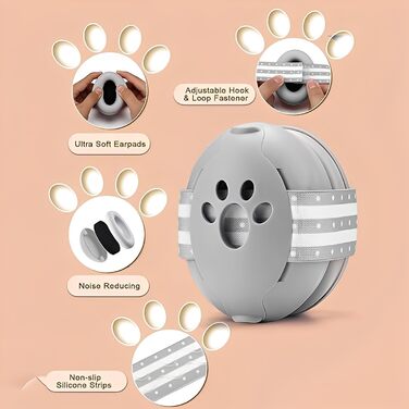 Навушники для захисту від шуму для малюків 0-36 місяців, високоякісні дитячі навушники з регульованим антиковзким стрічкою, ідеально підходять для повсякденного використання, сну та подорожей (Сірий)