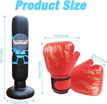 Надувний боксерський мішок для дітей Boxsack Kinder, 165 см з рукавичками, для карате, таеквондо, тренувань (від 7 років)