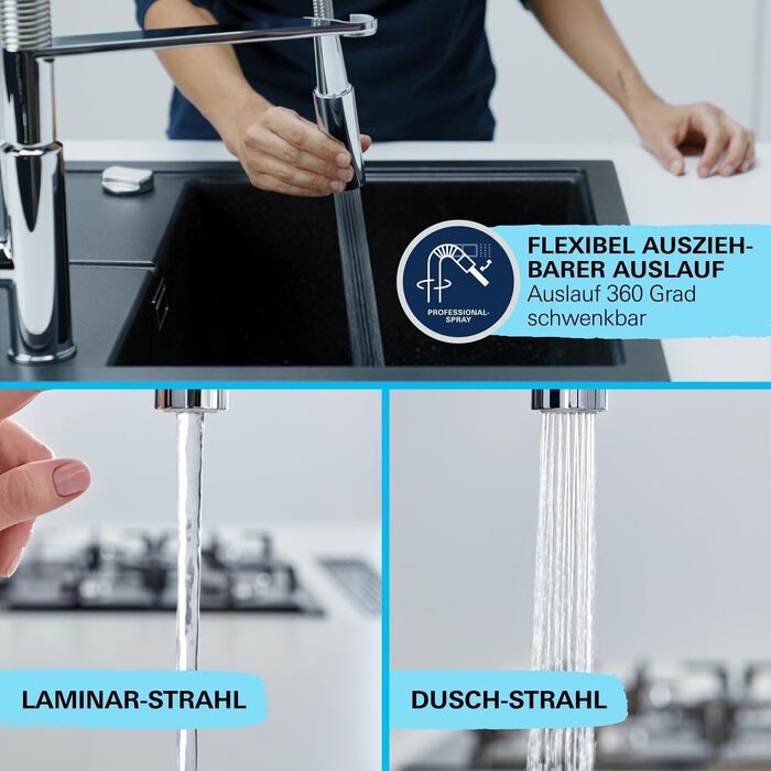 Змішувач кухонний GROHE Get з висувною лійкою, 2 режими, хром, 30361000