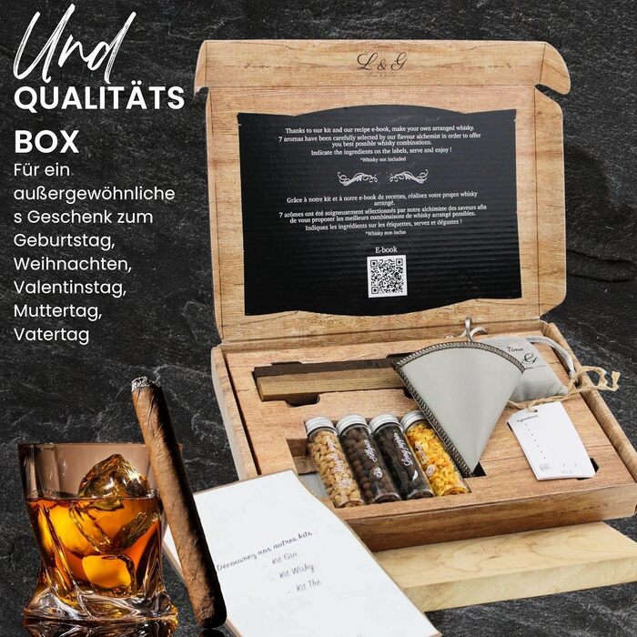 Набір спецій для віскі L&G® - подарунковий набір для чоловіків та жінок, оригінальна ідея для подарунка на Різдво, День народження, День святого Валентина, незабутні враження вдома