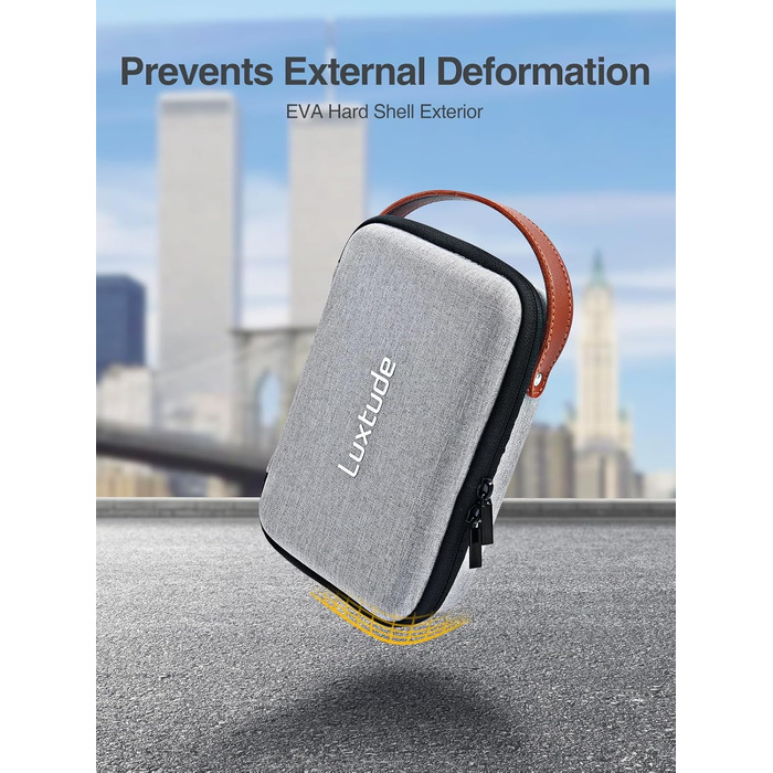 Органайзер для кабелів Luxtude: кейс для подорожей, захисний чохол для зарядних пристроїв, Powerbank, жорстких дисків (сірий)