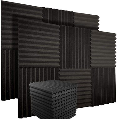 Акустичний поролон для звукоізоляції стін, вогнестійкі шумопоглинаючі панелі для студії, офісу та дому, 30x30x2,5 см, 12 шт.