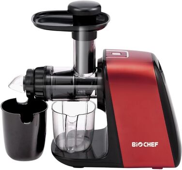 Соковижималка BioChef Axis Compact горизонтальна, 150 Вт, 80 об/хв, для пшениці та листової зелені, червона