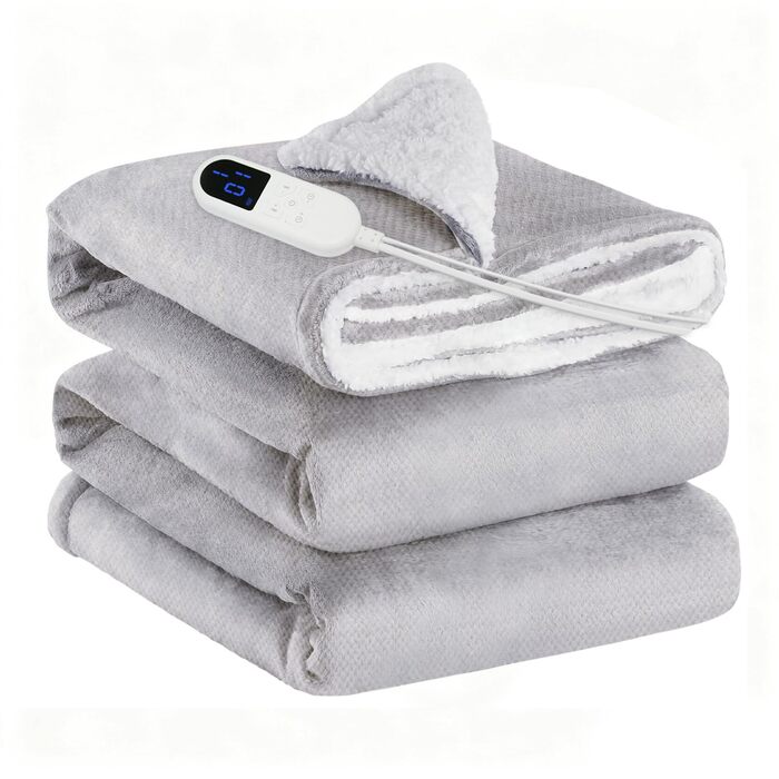 Електрична ковдра Eachans 180x150 см з автовимкненням, 9 режимів нагріву та таймером 1-12 годин, пральна фланелева Sherpa ковдра для ліжка та дивану, підігріваюча ковдра, плед 180*150 см