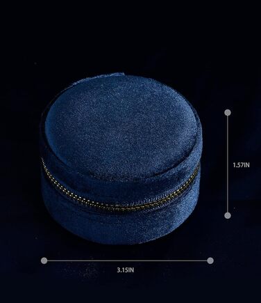 Маленька шкатулка для прикрас, оксамит, портативна міні-коробка з блискавкою, круглий органайзер для ювелірних виробів, вітрина, для кілець, сережок, намист, браслетів, подарунок на День святого Валентина, темно-синій