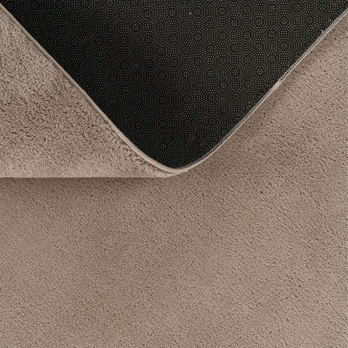 Килимок для вітальні TT Home Kurzflor: сучасний, однотонний, круглий, 80 см, бежевий (тауп), антиковзаюча основа, машинне прання