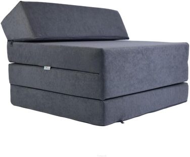 Складний матрац FORTISLINE 200x70x10 см для гостей та кемпінгу, три секції, середня жорсткість H2, знімний чохол, складаний, поролоновий, сірий, для дорослих