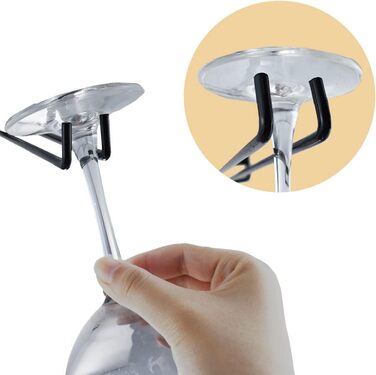 Тримач для келихів Yhuasia (2 шт.) - рейка для склянок, металева підвісна конструкція для бару, кухні, ресторану, пабу, чорний