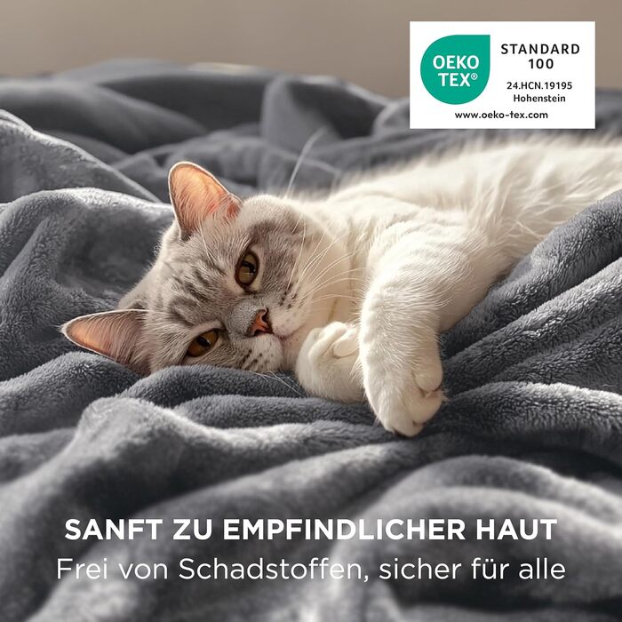 BEDSURE Плед фланелевий теплий, м'який, 130x150 см, сірий