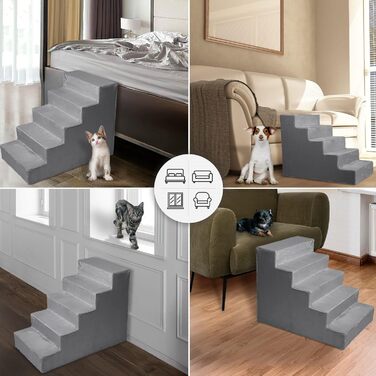 Сходи для собак Mg Design – надійні дерев'яні сходи для диванів та ліжок, зручні для суглобів, легкі та мобільні, для собак та котів (40x45x5 см, 71x40.5x56 см)