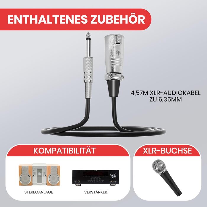 Набір мікрофонів Pyle 3 шт. - професійний, динамічний, кардіоїдний, з кейсом та кабелем XLR, чорний/срібний