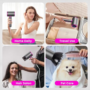 Іонний фен 2400W - швидкий, тихий, з холодним/гарячим режимом. 3 швидкості, 2 насадки (концентратор, дифузор). Ідеально для дому, салонів та подорожей