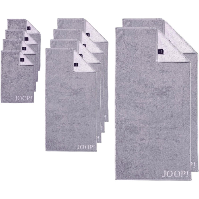 Joop! Towel Set, 10-Piece - Classic, 2x Shower Towel, 4x Hand Towel, 4x Guest Towel Grey Set