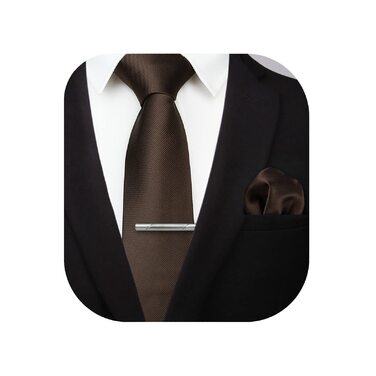 Костюм для весілля HISDERN: краватка, нагрудна хустинка та краваткова затискачка, однотонні кольори, універсальний розмір, коричневий