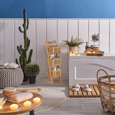 Relaxdays Bamboo 3-Basket Set