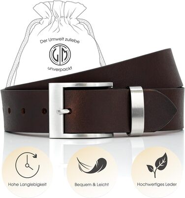 Чоловічий шкіряний ремінь Lindenmann, 40 мм, повноецінна шкіра, темно-коричневий, розмір 105 см, довжина 120 см