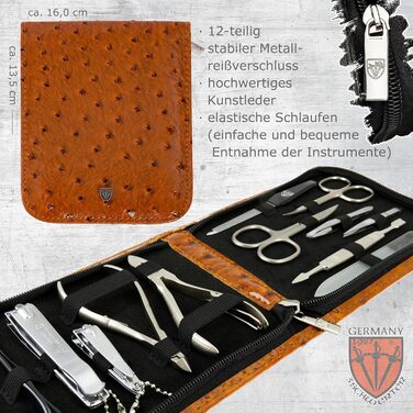 Набір для манікюру та педикюру 'Firenze' 12 предметів | Якісний кейс для догляду за нігтями з екошкіри. Колір: Бордовий | Вміст: ножиці для нігтів, кусачки, пінцет та багато іншого.