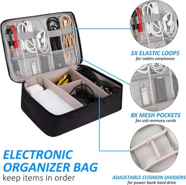 Водонепроникна органайзер-сумка для кабелів та аксесуарів QIMEI-SHOP | SD-картки, флешки, Power Bank, HDD