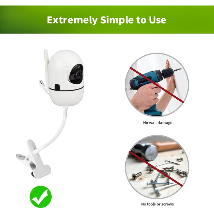 Держатель для дитячого монітора Lonnky 7.1' - сумісний з Vtech, Eufy, ANMEATE та іншими, регульований кріплення для ліжечка та стіни