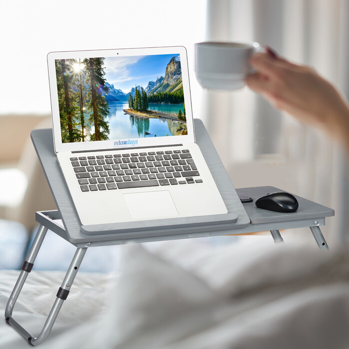 Relaxdays сірий столик для ноутбука регулюється по висоті