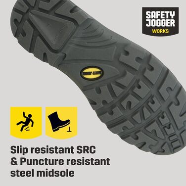 Чоловічі та жіночі робочі черевики Safety Jogger з металевим носком, S3/S1P, антиковзаюча підошва, захист від удару, водо- та маслостійкі, Bestboy, чорний, 45 EU