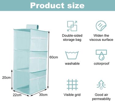 Настінна вішалка-органайзер для одягу з 4 відділеннями, складана, з кишенями з сітки - для дому, авто, кемпінгу