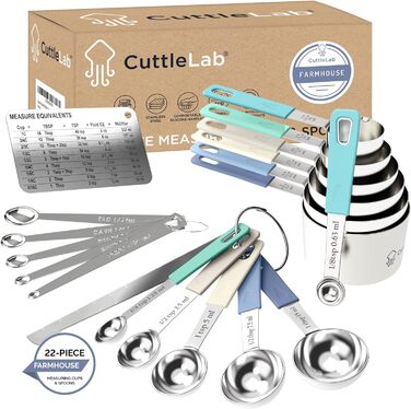 22-Piece Measuring Cup Set, Multicolor, Medium, 1 Cup, Silicone, Stainless Steel