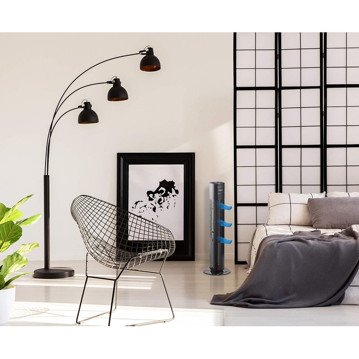 Турбовентилятор Bestron AFT760Z з 3 швидкостями, осциляцією 75°, таймером та висотою 78 см (чорний)