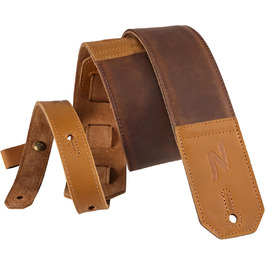 Шкіряний ремінь для гітари Nefelibata 2.3' з м'якою підкладкою (жовтий, тиснення) - для бас, електро та акустичної гітари