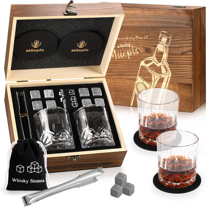 Набір склянок для віскі з кубиками охолодження та підставками, подарунок для чоловіків