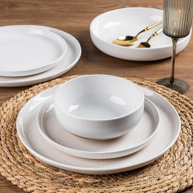 Набір керамічного посуду AmorArc для 4 осіб (12 предметів) - ручна робота, рожевий, ADW083 (Білий/Розкішний сад)