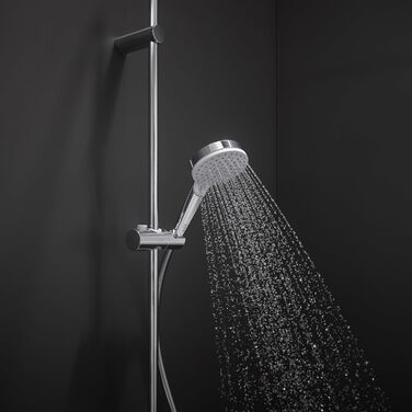 Душова лійка Hansgrohe Crometta EcoSmart - Економія води (6 л/хв), ручна, 2 режими, діаметр 100 мм, з антинакипним покриттям, білий/хром
