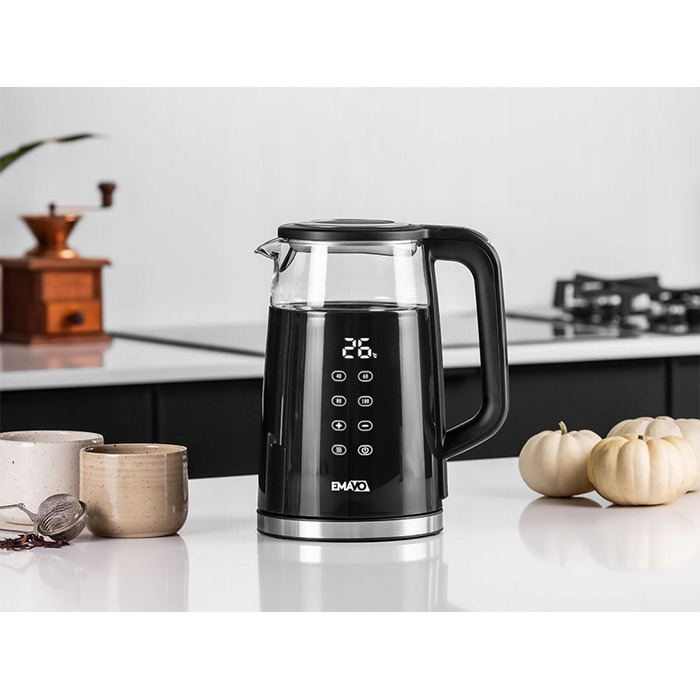 Електричний чайник Emavo з регулюванням температури, 2200 Вт, 1,7 л, чорний