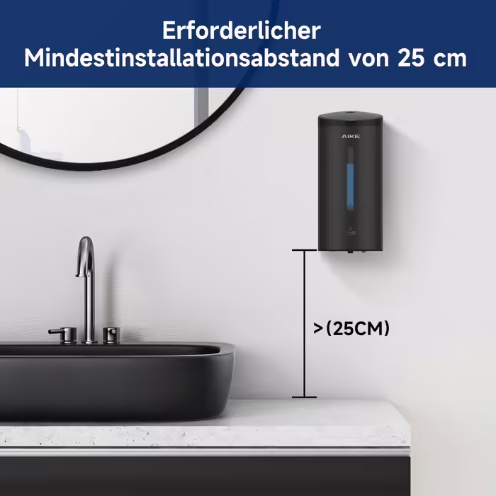 AIKE AK1205 Automatic Soap Dispenser Wall Mount Matte Black, 800ml Commercial Automatic Liquid Soap Dispenser Wall Mounted, 5-Speed Adjustable