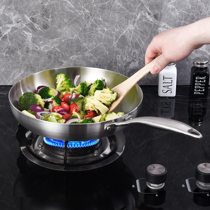 Набір сковорідок Inqibee з нержавіючої сталі 24 та 26 см - 2 шт. | Для всіх типів плит, включаючи індукцію, та духовки, безпечно мити в посудомийній машині