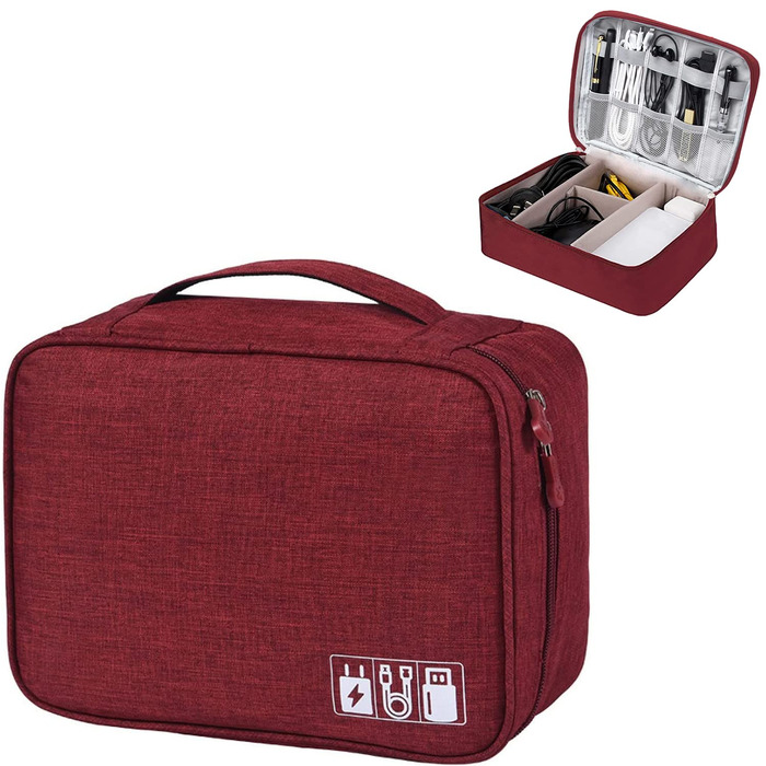 LTLSZRN Кейс для кабелів, органайзер для проводів, аксесуари для електроніки (червоний)