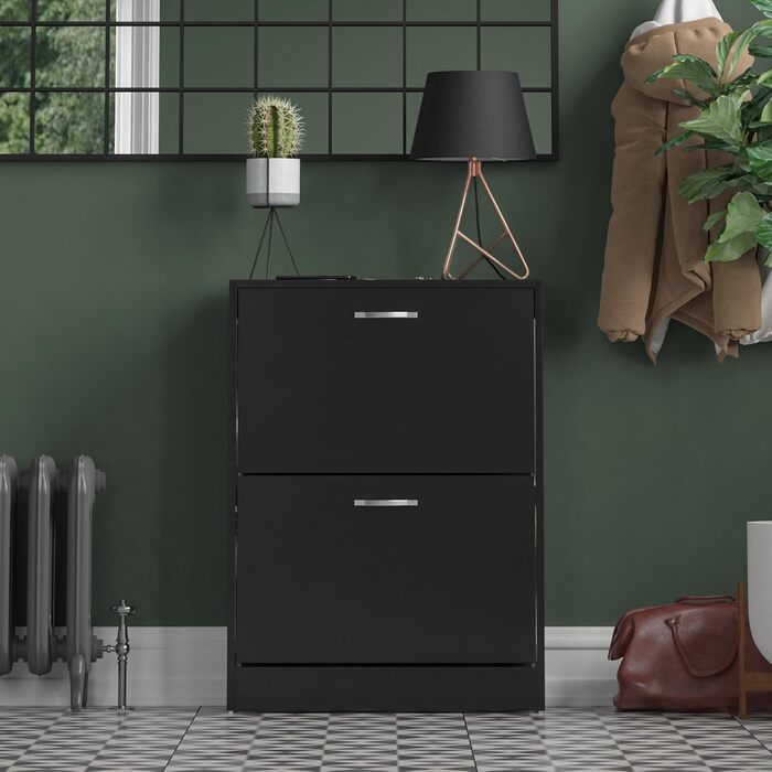 Чорна дерев'яна тумба Vida Designs Home Discount з 2 шухлядами для зберігання, меблі для вітальні